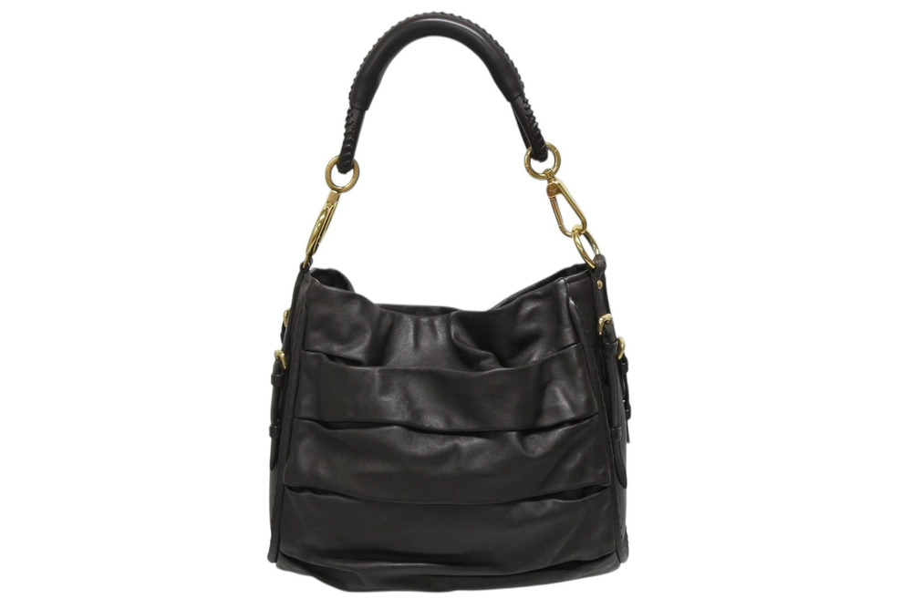 Christian Dior Hobo Handbag Leather Brown